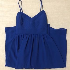 belle badgley mischka blue silk dress